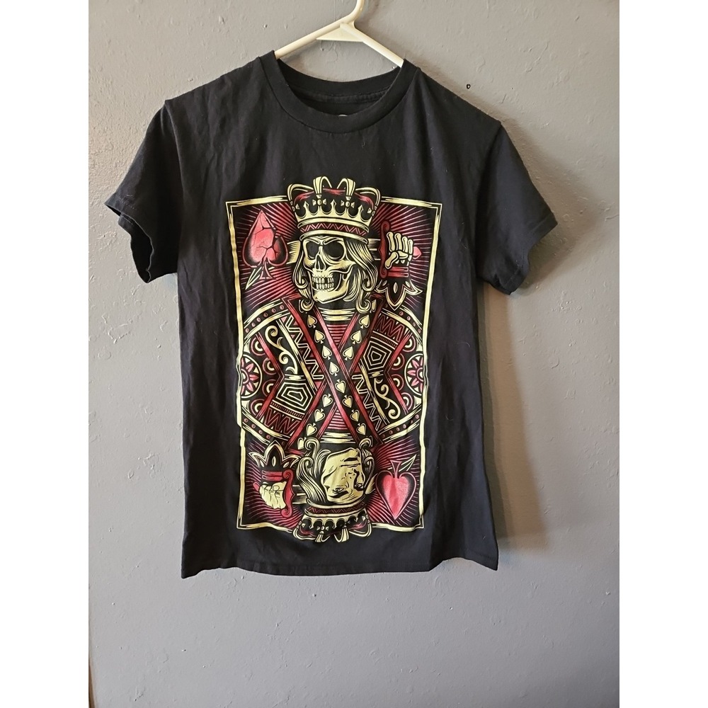 King Of Hearts T Shirt Mens Small Black DOM Skull Short‎ Sleeve cotton tee(B33